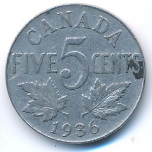 Канада, 5 центов (1936 г.)