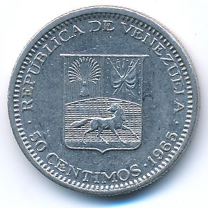 Venezuela, 50 centimos, 1965