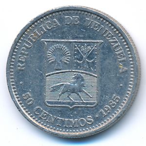 Venezuela, 50 centimos, 1985
