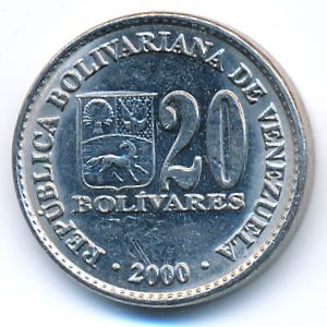 Venezuela, 20 bolivares, 2000