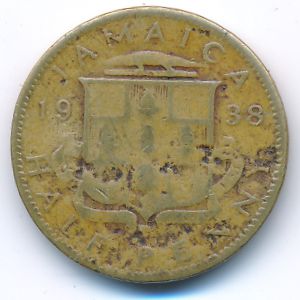 Jamaica, 1/2 penny, 1938