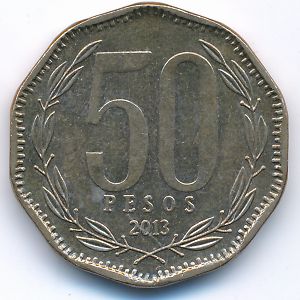 Чили, 50 песо (2013 г.)