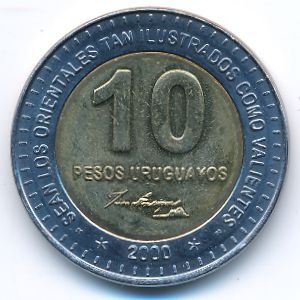 Uruguay, 10 pesos, 2000