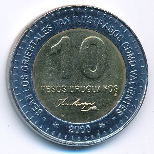 Uruguay, 10 pesos, 2000