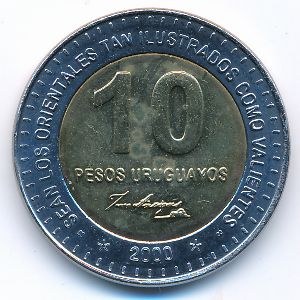 Uruguay, 10 pesos, 2000