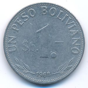 Боливия, 1 песо боливиано (1968 г.)