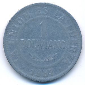Боливия, 1 боливиано (1987 г.)