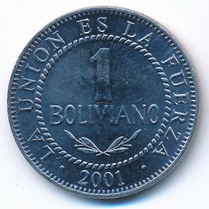 Боливия, 1 боливиано (2001 г.)