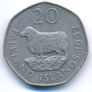 Фолклендские острова, 20 пенсов (1992 г.)