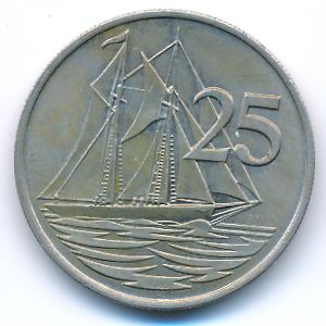 Cayman Islands, 25 cents, 1972