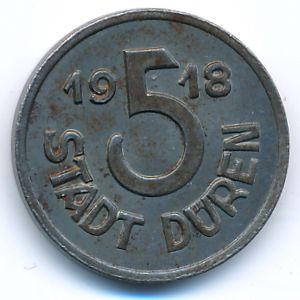 Duren, 5 пфеннигов, 1918