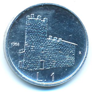 San Marino, 1 lira, 1988