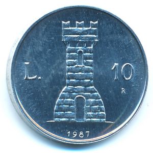 Сан-Марино, 10 лир (1987 г.)