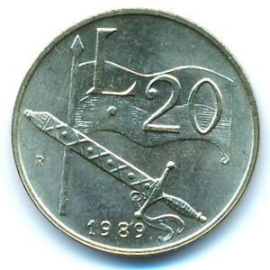 Сан-Марино, 20 лир (1989 г.)