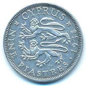 Cyprus, 9 piastres, 1938