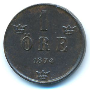 Sweden, 1 ore, 1874