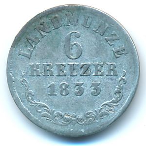Саксен-Мейнинген, 6 крейцеров (1833 г.)