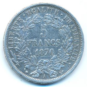 Франция, 5 франков (1870 г.)