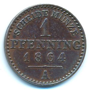 Пруссия, 1 пфеннинг (1864 г.)