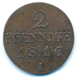 Пруссия, 2 пфеннига (1816 г.)
