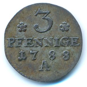 Пруссия, 3 пфеннига (1788 г.)