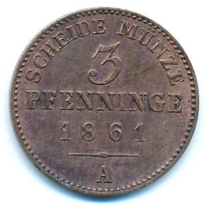 Пруссия, 3 пфеннинга (1861 г.)