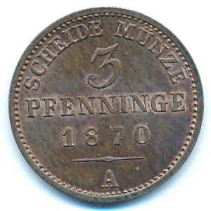 Пруссия, 3 пфеннинга (1870 г.)