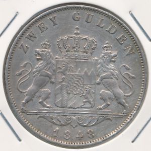 Бавария, 2 гульдена (1848 г.)