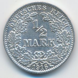 Германия, 1/2 марки (1916 г.)