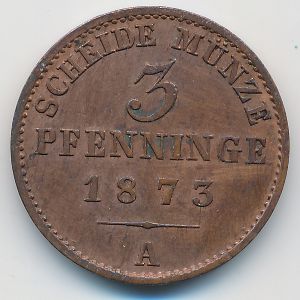 Пруссия, 3 пфеннинга (1873 г.)