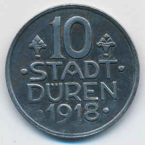Дюрен., 10 пфеннигов (1918 г.)
