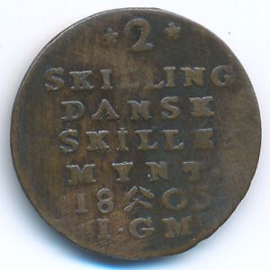 Дания, 2 скиллинга (1805 г.)