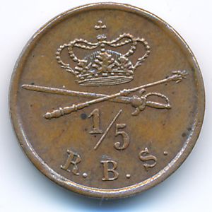 Дания, 1/5 ригсбанкскиллинга (1842 г.)