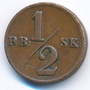Дания, 1/2 ригсбанкскиллинга (1838 г.)