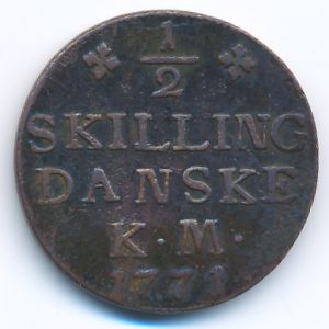 Дания, 1/2 скиллинга (1771 г.)