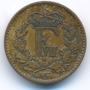 Дания, 1/2 скиллинга ригсмонт (1887 г.)