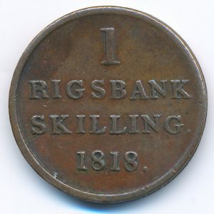 Denmark, 1 rigsbankskilling, 1818