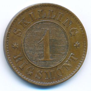 Дания, 1 скиллинг ригсмонт (1856 г.)