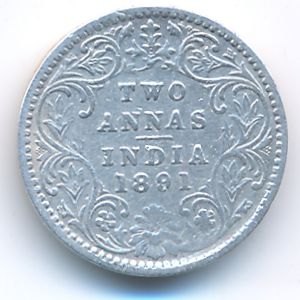 British West Indies, 2 anna, 1891