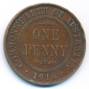 Австралия, 1 пенни (1916 г.)