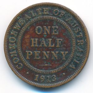 Australia, 1/2 penny, 1913