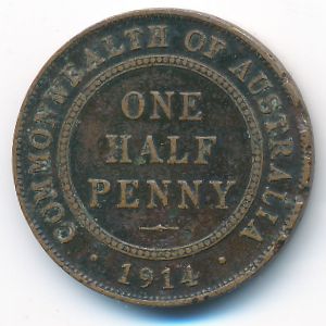 Australia, 1/2 penny, 1914