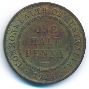 Австралия, 1/2 пенни (1921 г.)