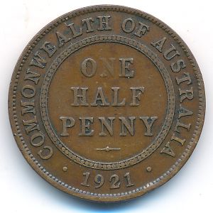 Australia, 1/2 penny, 1921
