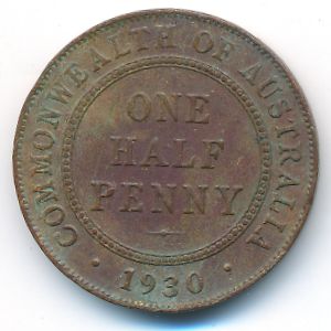 Australia, 1/2 penny, 1930