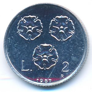 San Marino, 2 lire, 1987