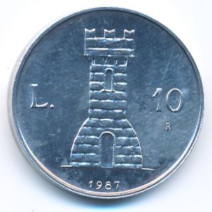 Сан-Марино, 10 лир (1987 г.)