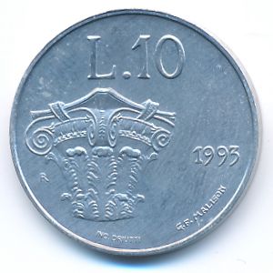 San Marino, 10 lire, 1993
