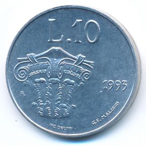 Сан-Марино, 10 лир (1993 г.)