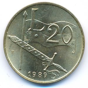 San Marino, 20 lire, 1989